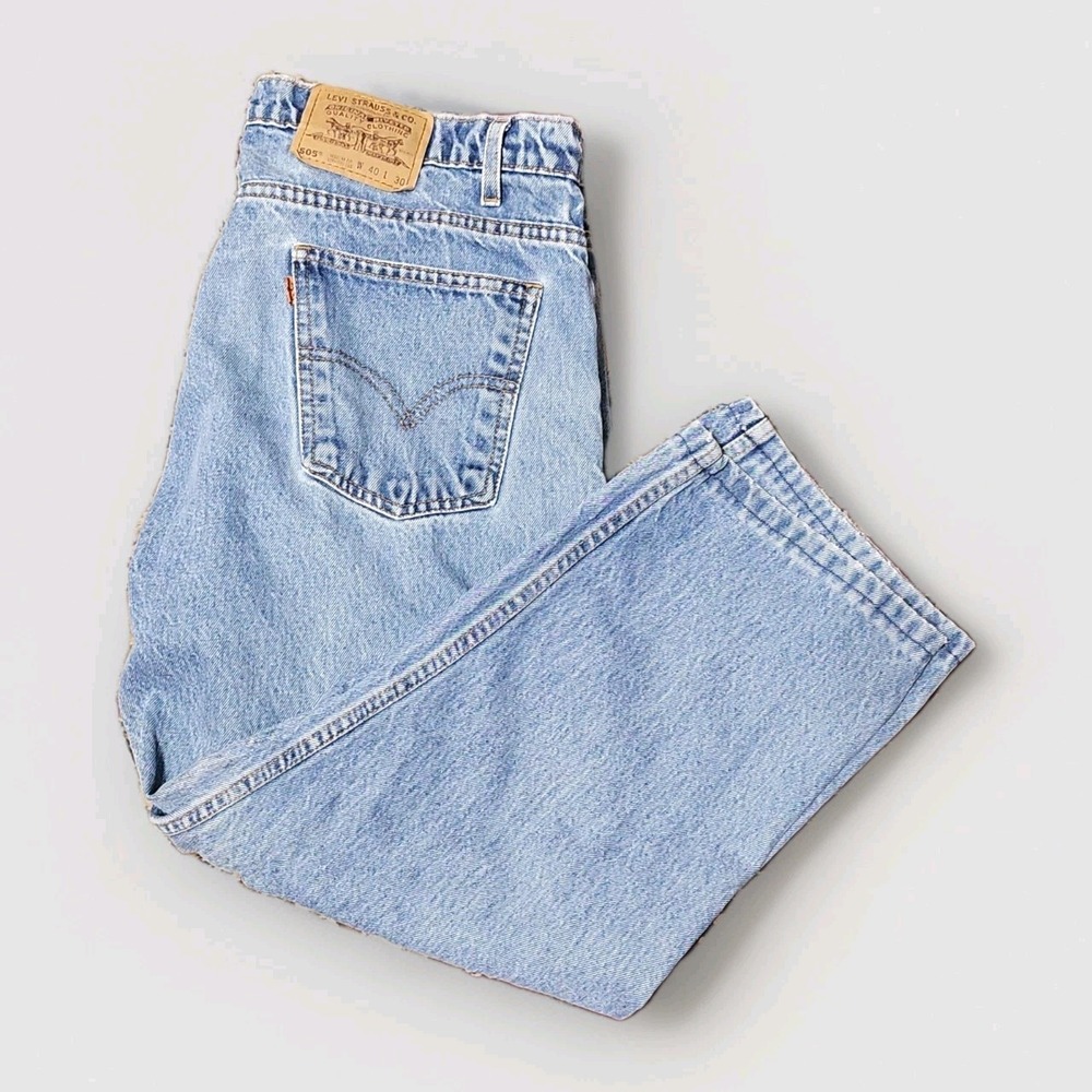 Vintage 90's Orange Tab Levi's 505 Straight Leg Regular Fit Blue Jeans Sz 40x30